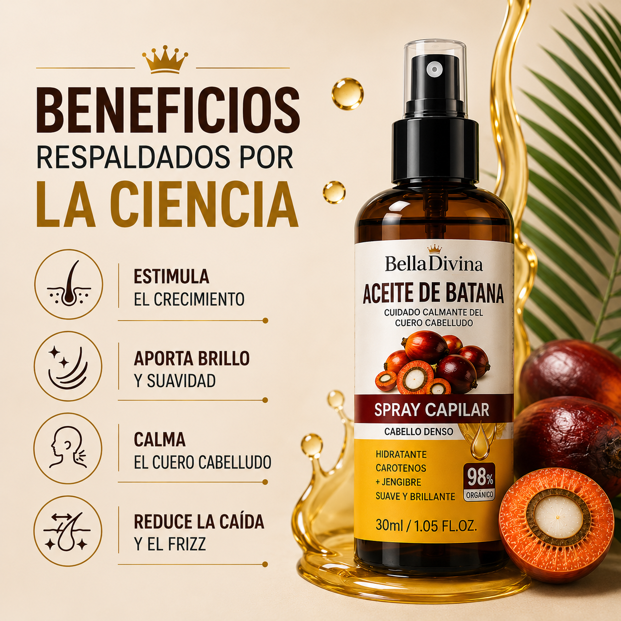 Aceite de Batana en Spray – Nutrición Intensiva para un Cabello Más Fuerte, Suave y Brillante