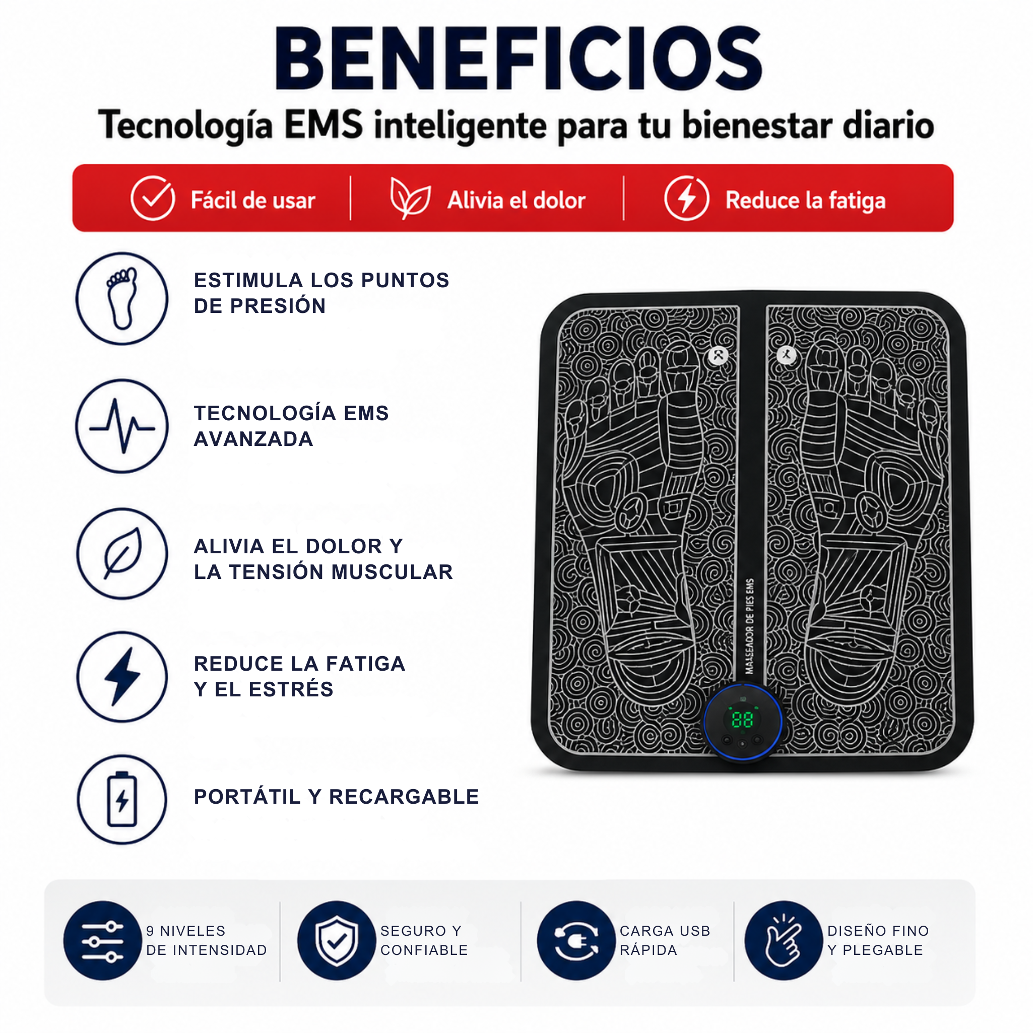 EMS Masajeador para Pies  – Decile Chau a Los Pies Cansados y Doloridos