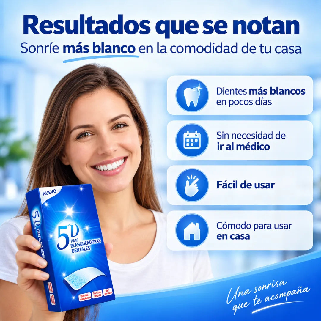 5D White Pro – Tiras Blanqueadoras para Dientes