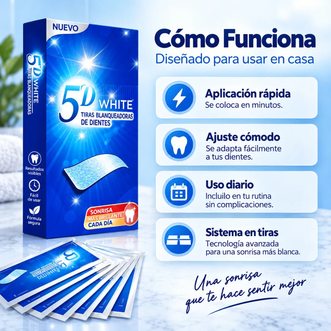 5D White Pro – Tiras Blanqueadoras para Dientes