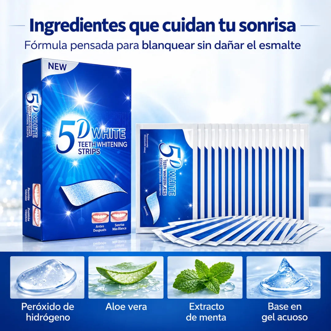 5D White Pro – Tiras Blanqueadoras para Dientes
